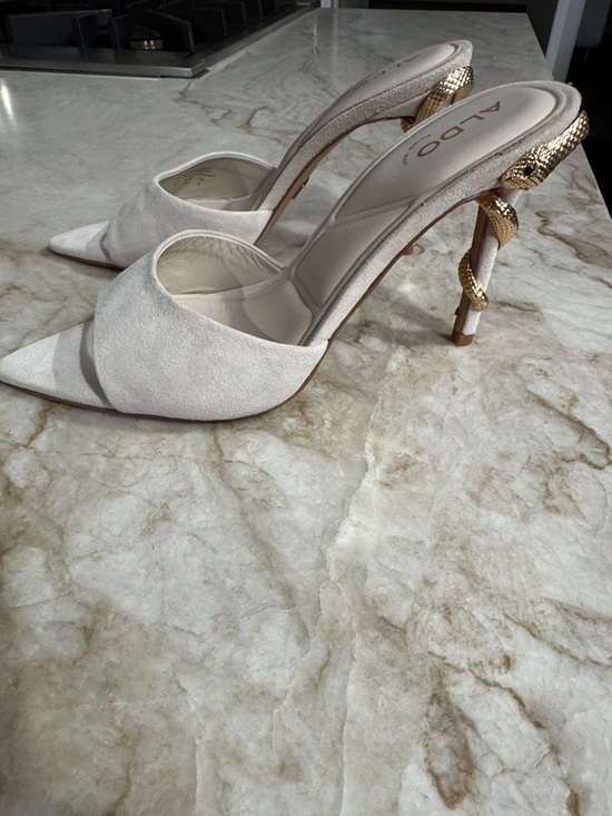 Aldo Shoes - Aldo Seashella Cream Suede Pointed-Toe Heeled Mules- Women's Size 7.5 NEW